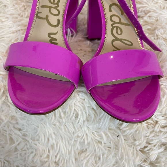 Sam Edelman Yaro Sandal in Neon Fuchsia Patent block heel size 10 ankle strap - Picture 5 of 13